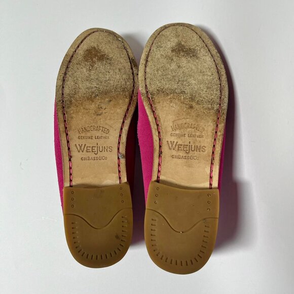 GH Bass Weejuns Suede Leather Fuchsia Pink Penny Loafers - Picture 7 of 7